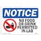 Signmission OSHA Sign, 10" H, Rigid Plastic, No Food Or Drink Permitted In Lab Sign With Symbol, Landscape OS-NS-P-1014-L-14603 - alternate 1